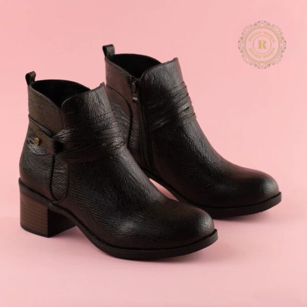Bottines Texturées en Cuir avec Fermeture Éclair