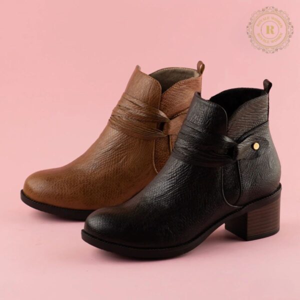 Bottines Texturées en Cuir avec Fermeture Éclair - Image 5