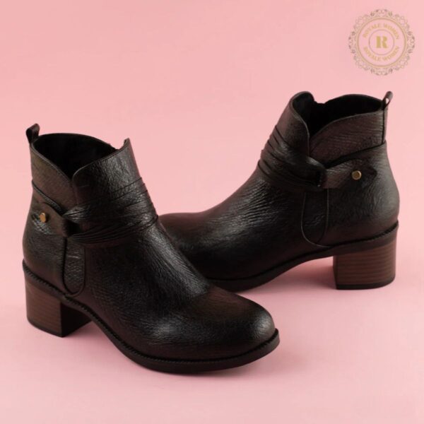 Bottines Texturées en Cuir avec Fermeture Éclair - Image 3