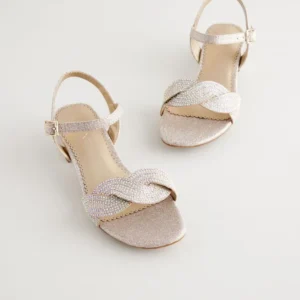 Sandales à talon femme Maroc argent avec strass scintillants – Royale Women