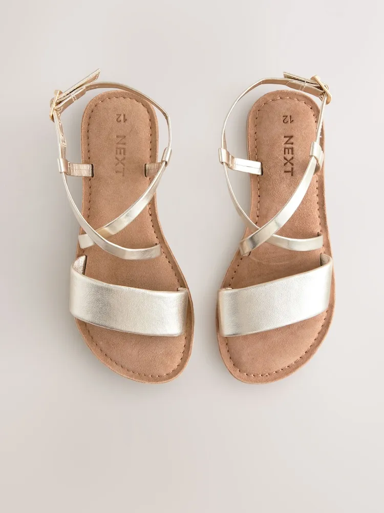 sandales plates femme dorées croisées été confort