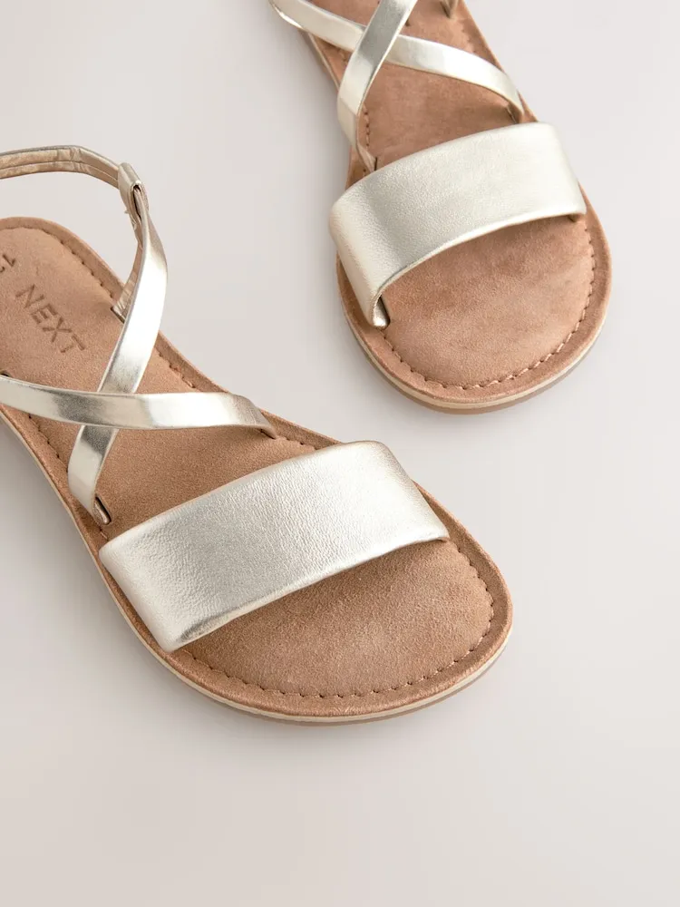 sandales plates femme dorées croisées été confort