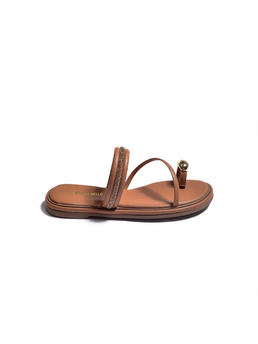 "Sandales avec strass Maroc Royale Women, cuir marron avec boucle dorée, automne 2025